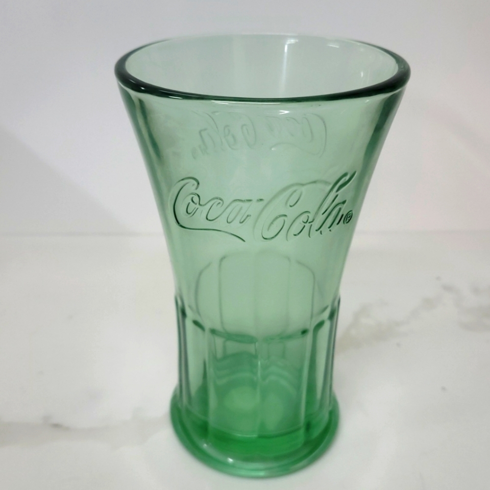 Vintage Libbey Green Coca Cola Flared Drinking Glass Large 16 oz